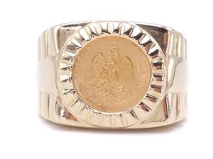 Mens Large 24.56 Gram Gold Coin Rolex Style Estate Ring in 14k Yellow Gold $4100 Appraisal Includec