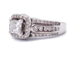 Beautiful 2.25 Carat Three Channel, Halo Diamond Estate Ring in 14k White Gold $8400 Appraisal Included