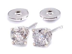 1.53 Diamond 14k White Gold Stud Earrings with La Pousette Backs $4100