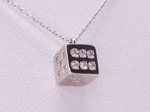 Roberto Coin Tiny Treasures Diamond and Ruby Dice Necklace in 18k White Gold $800