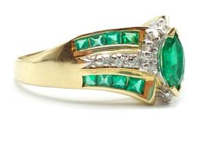 Breathtaking Emerald and Diamond Estate Ring in 14k Yellow Gold $5799