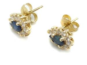 Gorgeous Natural Sapphire and Diamond Estate Earrings in 14k Yellow Gold $2499
