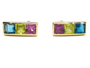 Multi-Colored Gemstone Estate Earrings in 14k Yellow Gold $1750