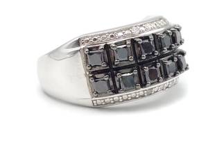 1 Carat Natural Black and White Diamond Estate Ring