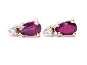 Grape Garnet and Diamond Estate Earrings in 14k Yellow Gold $895