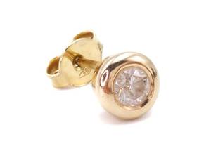 Bezel Set Diamond Solitaire Estate Earring in 14k Yellow Gold $595
