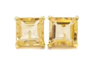 Beautiful Citrine Stud Estate Earrings in Yellow Gold