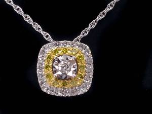 14 Carat Natural Yellow and White Diamond Pendant Brand New