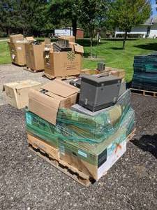 lot 284 image: Pallet of Extron Units, Audio Amps, Speakers, and More