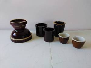 Seven Vintage Brown Bowls