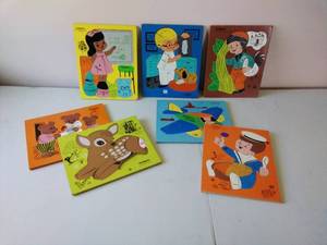Seven Vintage Board Puzzles