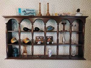 Two Wooden Shelves & All Contents