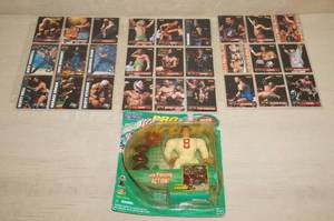 lot 63 image: Steve Young Action Figure with Wrestling Cards