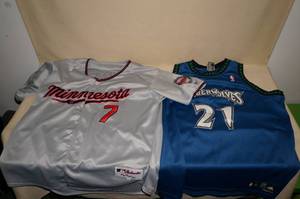 lot 66 image: Minnesota Sports Jerseys - Garnett, Mauer