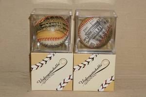 lot 50 image: 2 Unforgettables Baseballs - Fenway, Yankee