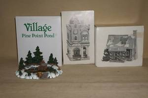 lot 119 image: 3 Department 56 Snow Village Buildings