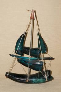 lot 168 image: Black and Green Stone Sailboat