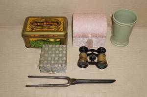 lot 166 image: Vintage Binoculars, Hair Curler, Decorative Items