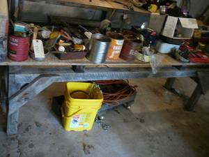 Lot of Screws, Bolts, Bits, Chain, Extension Cord, Painting Mask