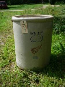 25 Gallon Ceramic Red Wing Crock
