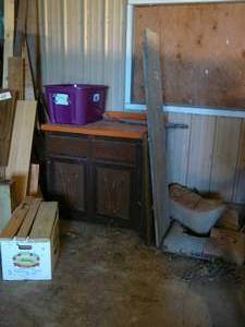 Lot of Misc Wood, Wood Counter Cabinet