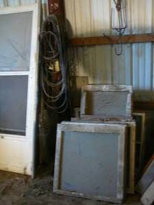 Aluminium Door & Panels (Glass Windows) Lot of Misc Belts Included