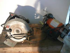 7 Skill Saw &  5 Central Machinery Bench Grinder