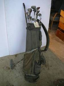 Golf Caddy & Clubs (Wilson & Dunlop)
