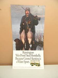 VINTAGE NOS REMINGTON DOUBLE SIDED SHOP ADVERTISING SIGN - NICE - APPROX 16 BY 31 - SEE PICTURES