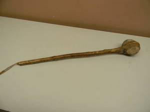Antique ORIGINAL Native American Indian Stone Head Tomahawk W Hyde Wrap - CRAZY AWESOME PIECE - SEE PICTURES