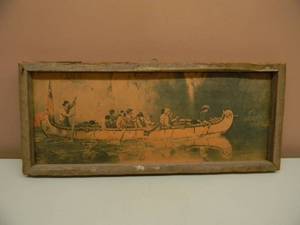 ANTIQUE EARLY AMERICAN ART - ORIGINAL AWESOME PIECE - ANTIQUE FRAME - APPROX 22 BY 10 - SEE PICTURES