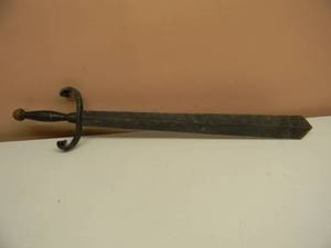 ANTIQUE METAL SWORD - AWESOME WALL HANGER - PLENTY OF PATINA - APPROX 32 - SEE PICTURES