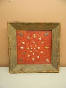 ANTIQUE AMERICAN INDIAN ARROWHEAD COLLECTION - AWESOME COLLECTION - IN ANTIQUE FRAME - SEE PICTURES