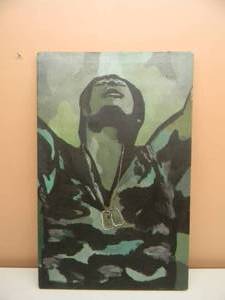 ORIGINAL ARTWORK ON CANVAS FRAMED - VIETNAM ERA SOLDIER - VERY COOL PIECE - APPROX 18 BY 29 - SEE PICTURES