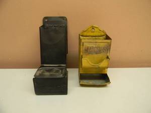 2 TIN VINTAGE MATCH HOLDER - COOL PIECES - SEE PICTURES