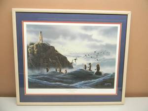 Scot Storm Hand Signed and Numbered Limited Edition  42 of 300 - NORTH SHORE RAFTERS - GREAT PIECE PROFESSIONALLY FRAMED - APPROX 28 BY 24 - SEE PICTURES