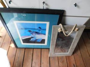 lot 48 image: Bird Picture and Wood Framed Mirror