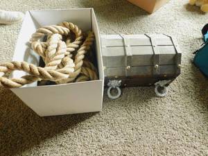 lot 86 image: Wooden Chest and Tow Rope
