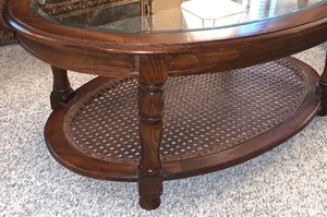lot 5 image: Oval Glass Top Coffee Table