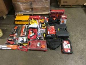 BIN FULL OF ASSORTED DEWALT MILWAUKEE RIGID STANLEY TOOLS CUSTOMER RETURNS SEE PICS