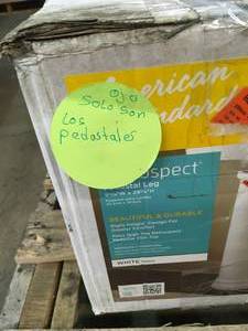 PALLET WITH 3 AMERICAN STANDARD RETROSPECT PEDESTAL LEG IN WHITE CUSTOMER RETURNS SEE PICS