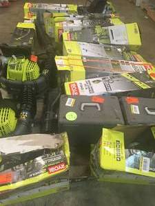 MIXED PALLET OF ASSORTED RYOBI LAWN TOOLS CUSTOMER RETURNS SEE PICS
