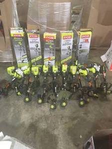 PALLET WITH RYOBI GAS STRAIGHTCURVED TRIMMERS CUSTOMER RETURNS SEE PICS