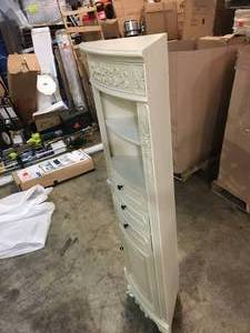 HOME DECOR COLLECTION Winslow 22 in. W x 14 in. D x 67.5 in. H Single Door Linen Cabinet in Antique White CUSTOMER RETURN SEE PICS