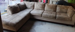 lot 12 image: Comfy Tan Microfiber Sectional