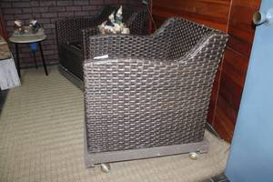 lot 13 image: Outdoor Wicker Armchairs