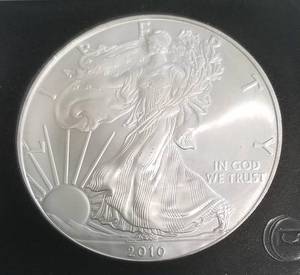 2010 AMERICAN SILVER EAGLE 1 TROY OZ. .999 FINE SILVER BLACK SLAB