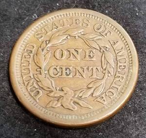 1857 US BRAIDED HAIR LARGE CENT