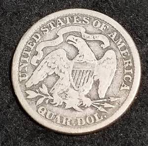 1875 US SEATED LIBERTY SILVER QUARTER OBV SCRATCHES