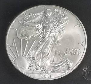 2011 AMERICAN SILVER EAGLE 1 TROY OZ. .999 FINE SILVER BLACK SLAB